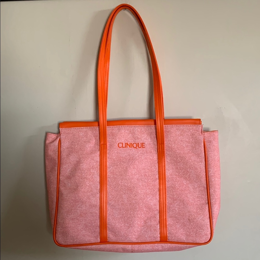 Clinique Pink and Orange Women's Tote Bag
